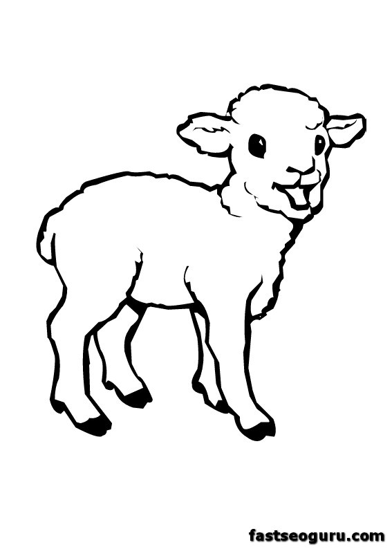 Print farm lamb coloring pages for childrens